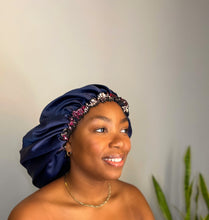 Load image into Gallery viewer, Dana Blue Satin Bonnet-  Sample Sale