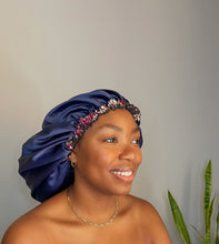 Load image into Gallery viewer, Dana Blue Satin Bonnet-  Sample Sale