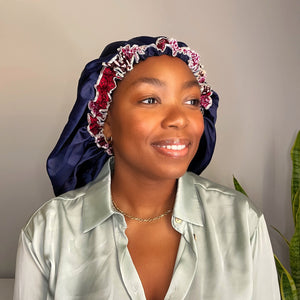 Dana Blue Satin Bonnet-  Sample Sale